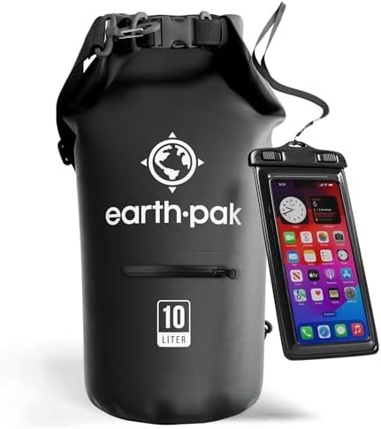 Black zippered pockets dry bag 10L