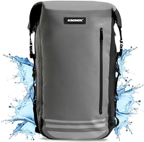Heavy duty roll top backpack with laptop cover
