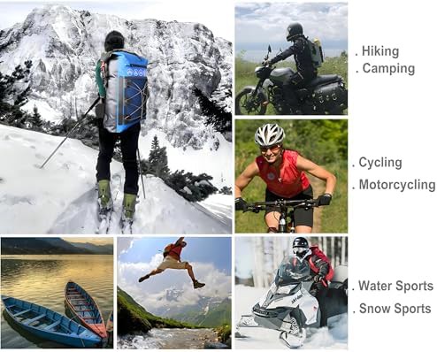 Expandable ergonomic skiing dry backpack in blue — photo 4