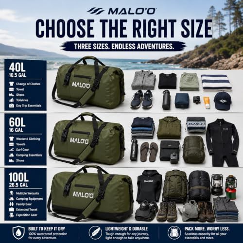 Dark green 100 liter heavy duty dry duffel — photo 4