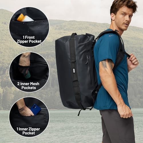 Large black waterproof duffel bag backpack — photo 3
