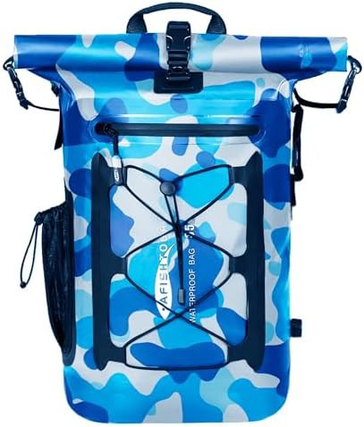 Blue PVC floating dry bag backpack 35L