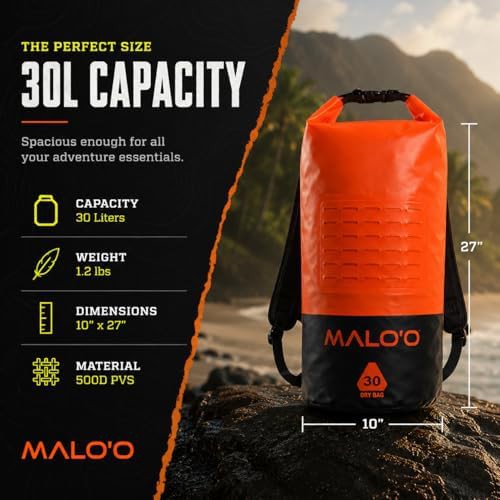 Orange 30 liter kayak dry pack — photo 3