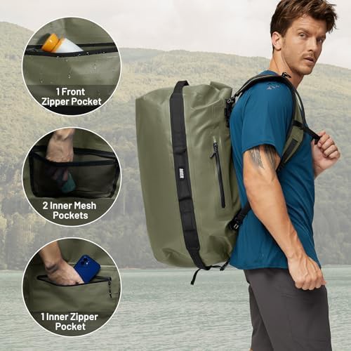 Army green waterproof duffel bag backpack — photo 3