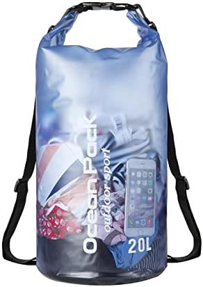 Blue roll top waterproof backpack 20L