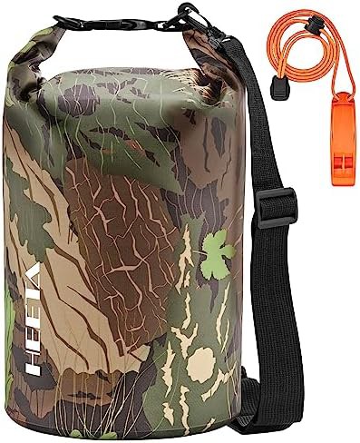 Camouflage five liter dry bag with whistle