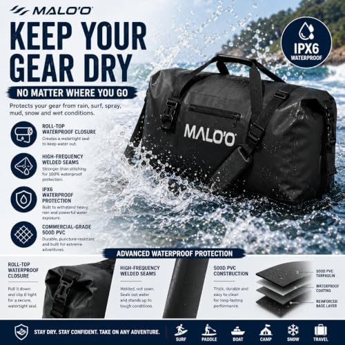 Black 100 liter roll top marine duffel — photo 3