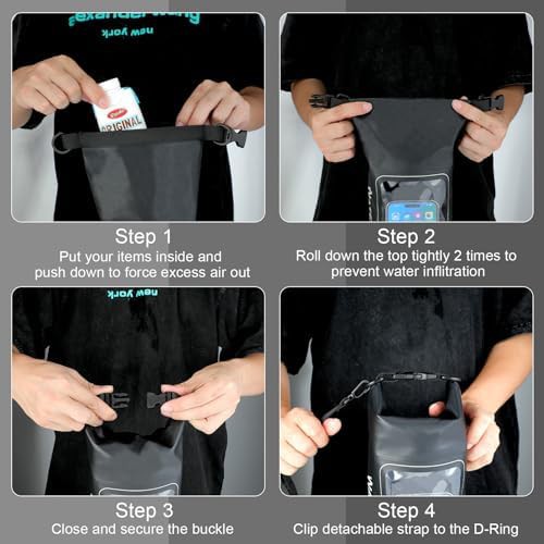 Black dry bag with clear phone pouch — photo 4