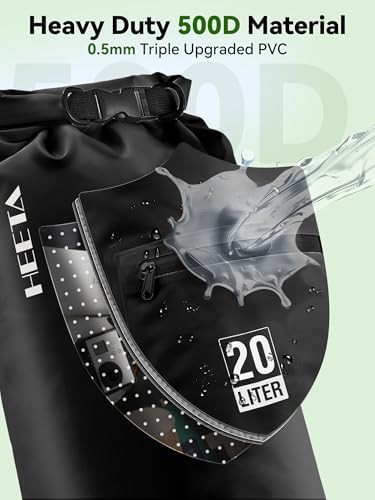 Black ten liter dry bag with zippered pocket — photo 4