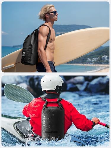 Black ten liter dry bag with zippered pocket — photo 5