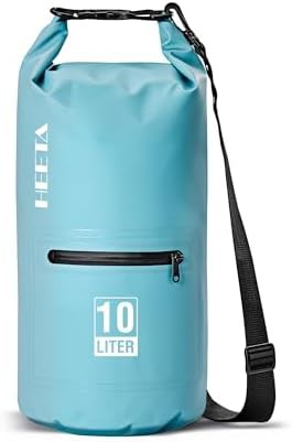 Blue ten liter dry bag with zippered pocket