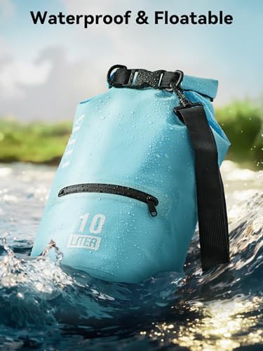 Blue ten liter dry bag with zippered pocket — photo 3