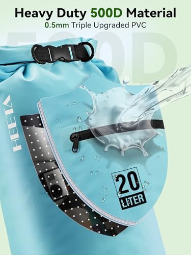 Blue ten liter dry bag with zippered pocket — photo 4