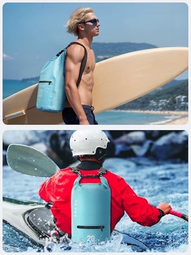 Blue ten liter dry bag with zippered pocket — photo 5