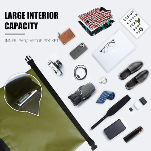 Green PVC thirty liter dry backpack — photo 4