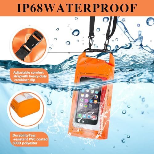 Orange two liter waterproof pool bag — photo 3