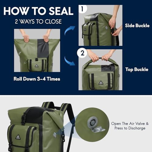 Army green black 100l marine dry backpack — photo 3