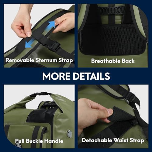 Army green black 100l marine dry backpack — photo 4