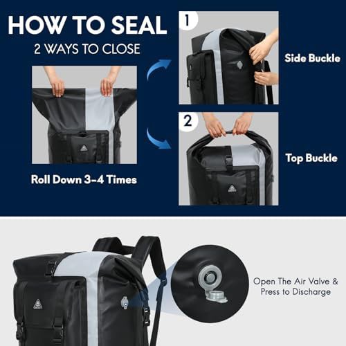 Black grey 100l heavy duty dry backpack — photo 3