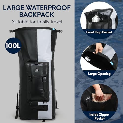 Black grey 100l heavy duty dry backpack — photo 4