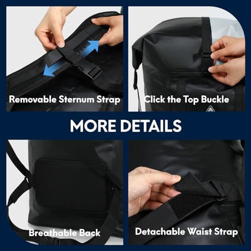 Black grey 100l heavy duty dry backpack — photo 5