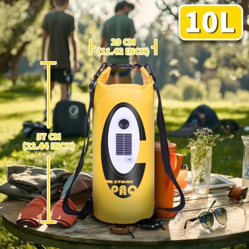 Yellow 10 liter roll-top dry bag backpack — photo 4