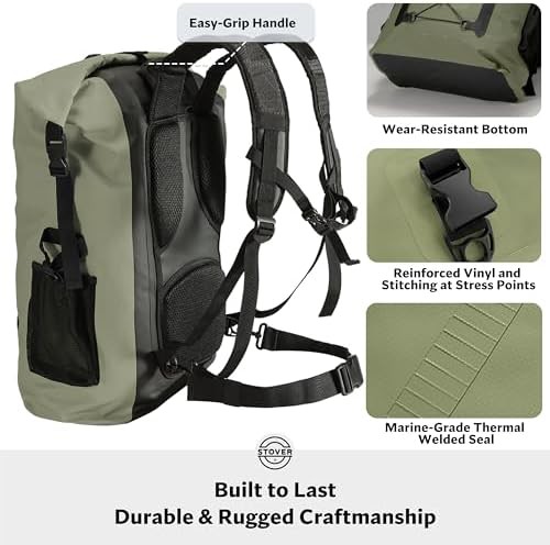 Heavy duty green floating dry backpack — photo 4