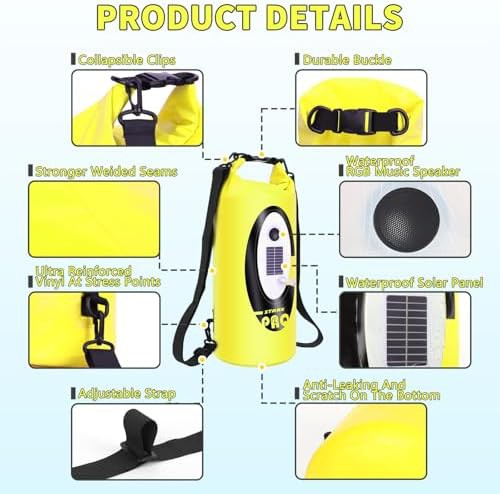 Neon yellow 20 liter roll-top dry backpack — photo 5
