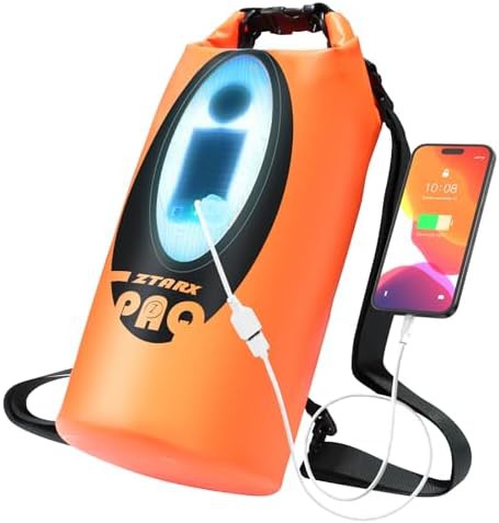 Orange 20 liter roll-top dry backpack