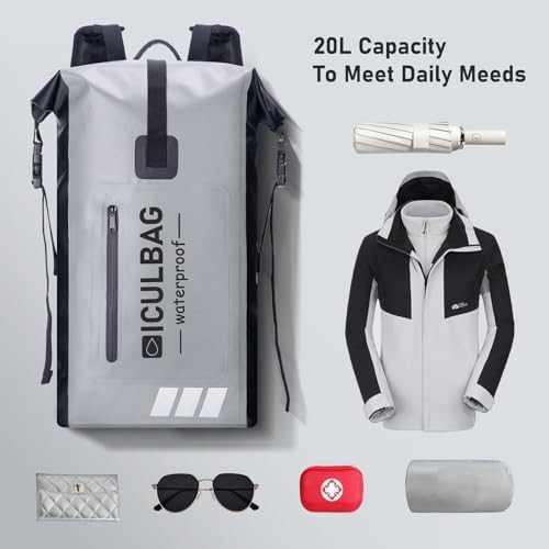 Grey waterproof kayaking backpack 20 liter — photo 5