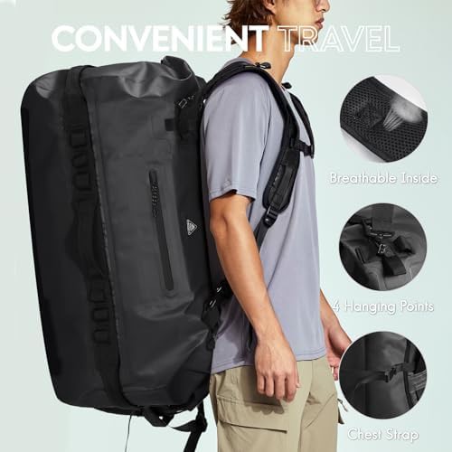 Black 90l roll top dry duffel backpack — photo 4