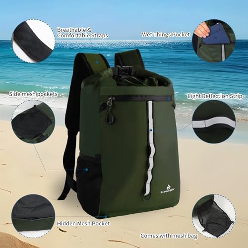 Green 20 liter dry bag backpack — photo 4