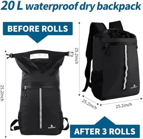 Black 20 liter dry bag backpack — photo 3