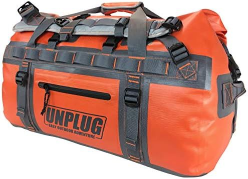 Orange sixty five liter adventure duffel