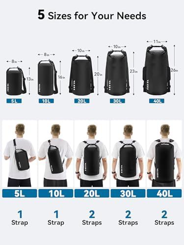 Black five liter dry bag with emergency whistle — photo 3