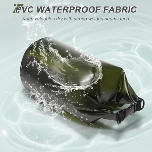 Green five liter PVC roll top backpack — photo 4