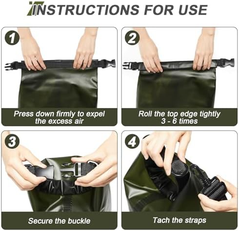 Green five liter PVC roll top backpack — photo 5