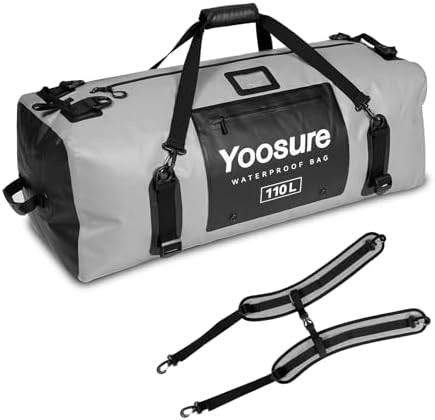 Grey one hundred liter zippered duffel