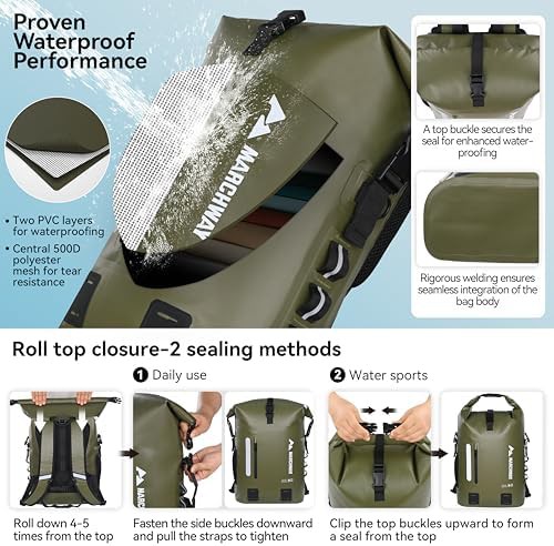 Marchway green 30L PVC waterproof backpack — photo 4