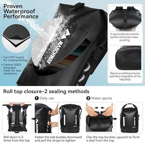 Marchway black 30L PVC waterproof backpack — photo 4