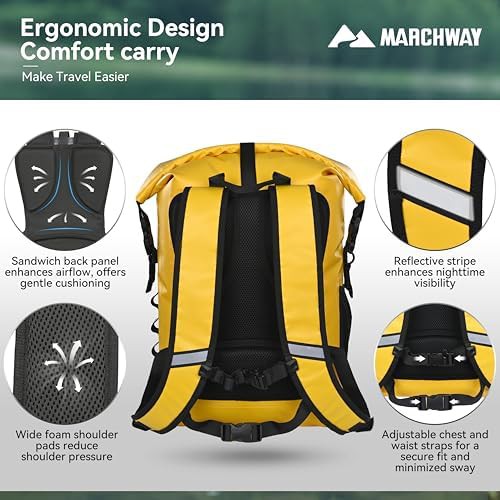 Marchway yellow 30L PVC waterproof backpack — photo 3