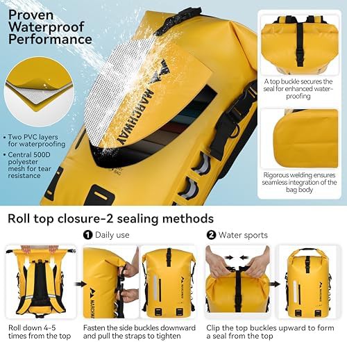 Marchway yellow 30L PVC waterproof backpack — photo 4