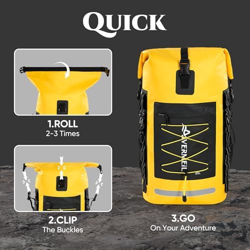 Yellow waterproof backpack with bungee cord — photo 5