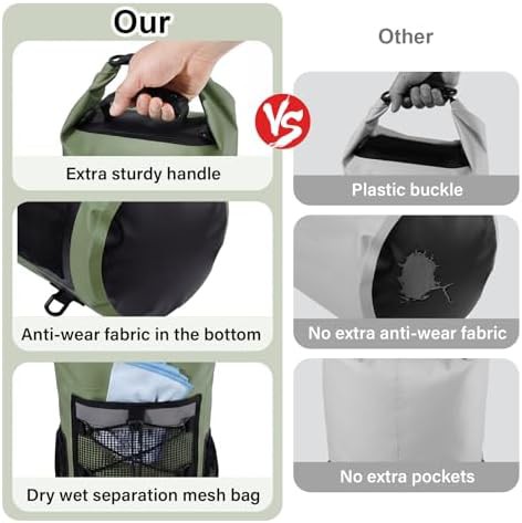 Black waterproof roll top kayaking backpack 25L — photo 4