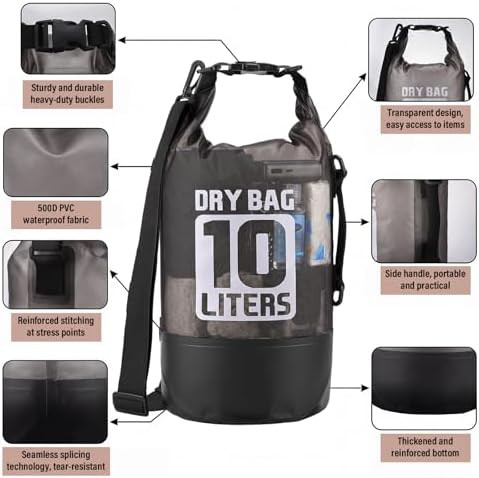 Grey 10L PVC roll top backpack — photo 3