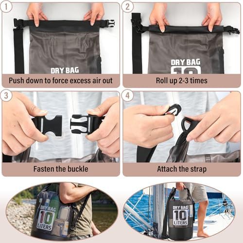 Grey 10L PVC roll top backpack — photo 4