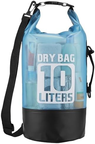 Blue 10L PVC roll top backpack