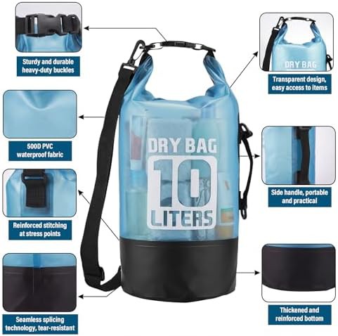 Blue 10L PVC roll top backpack — photo 3