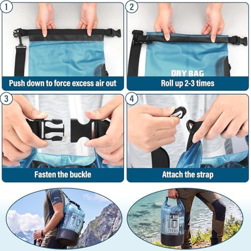 Blue 10L PVC roll top backpack — photo 4