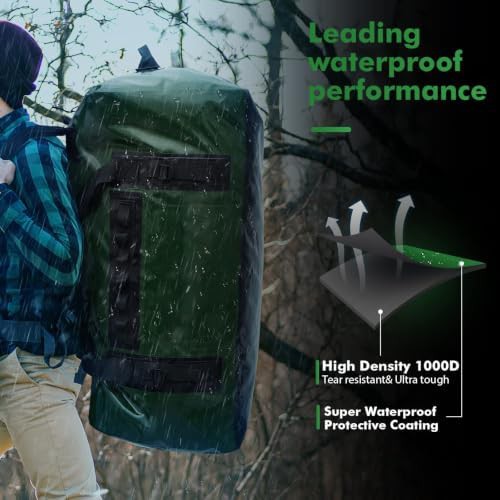 Large green waterproof travel duffel 150L — photo 3
